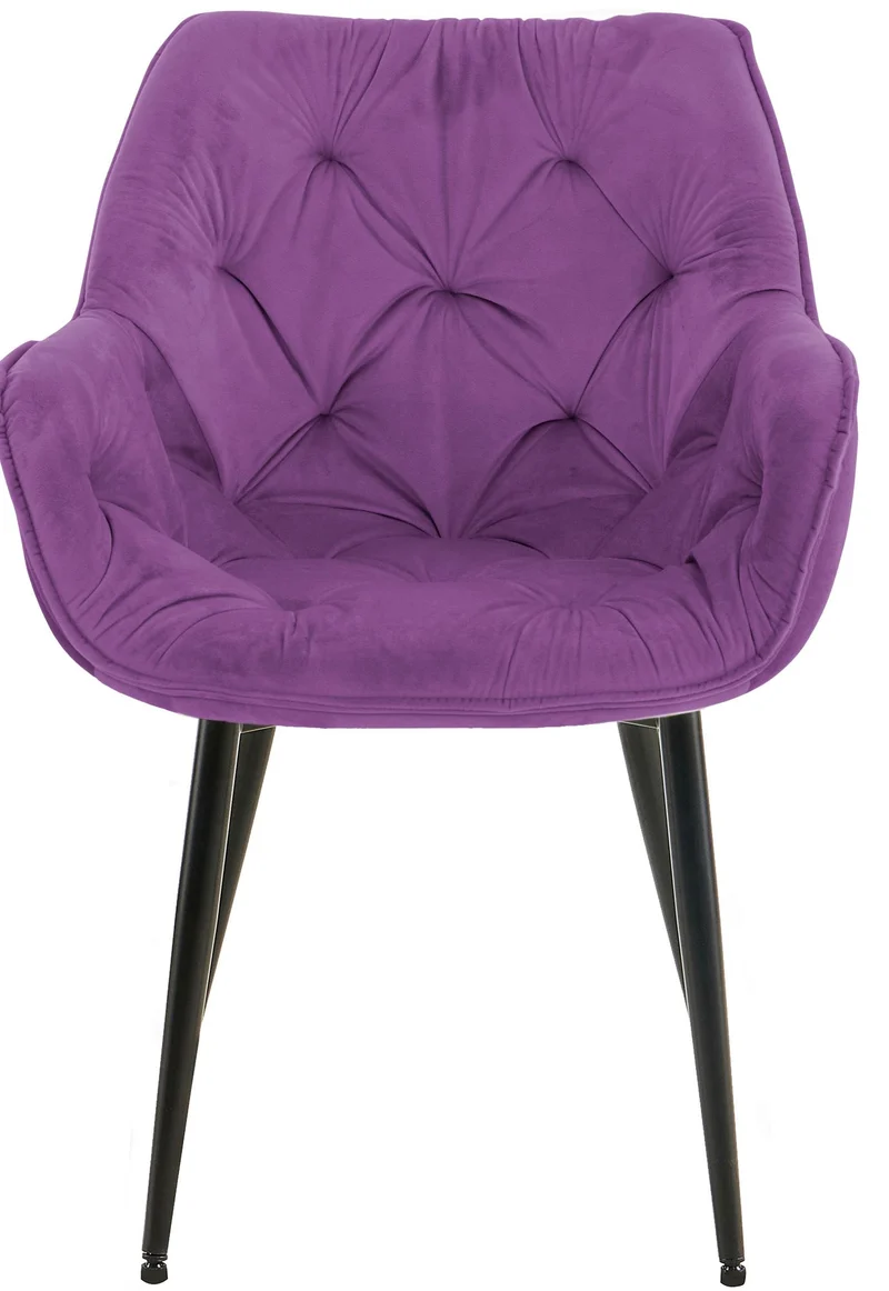 Lot de 2 chaises de salle à manger coutures décoratives en velours violet et pieds en métal noir 10_0007715