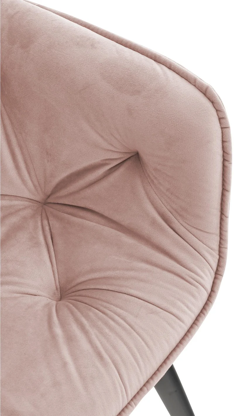 Lot de 4 chaises de salle à manger coutures décoratives en velours rose et pieds en métal noir 10_0007669