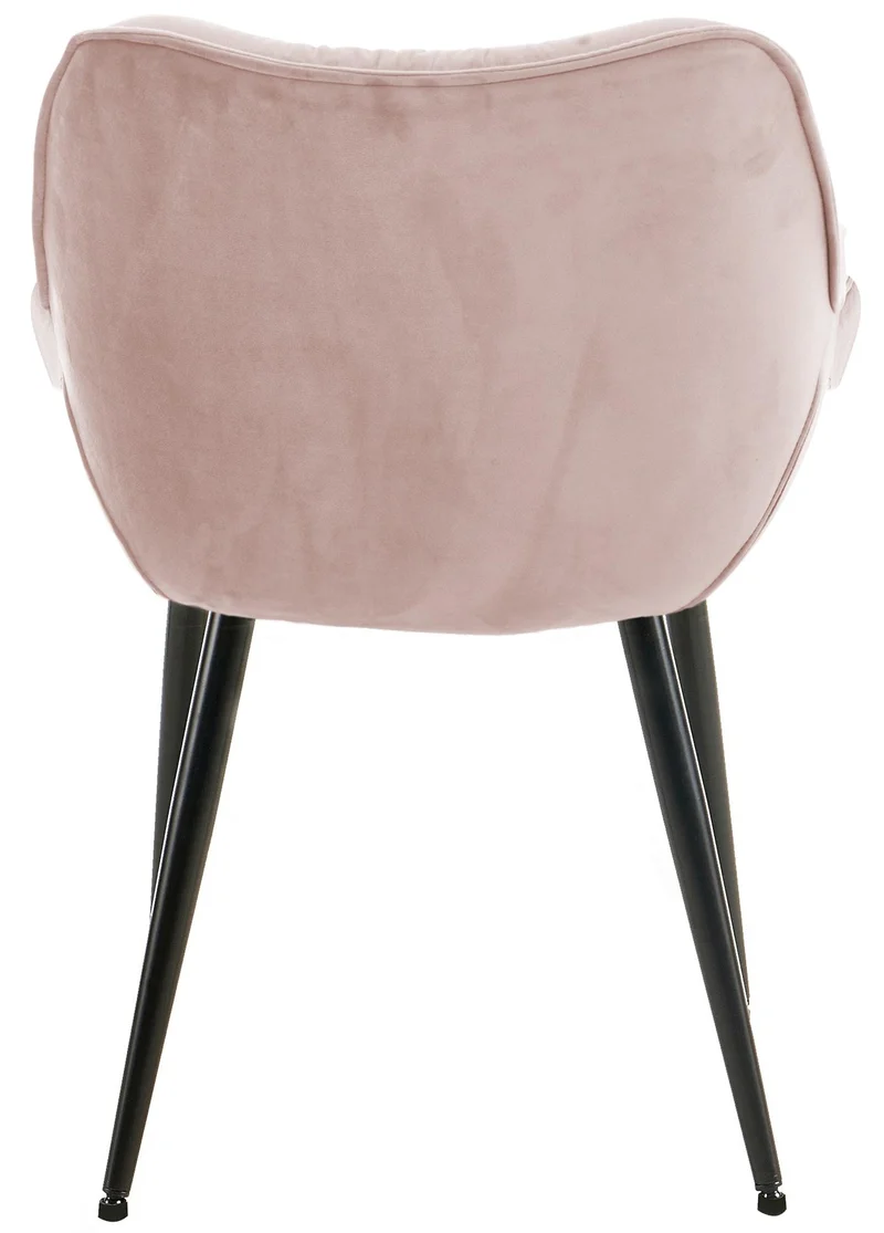 Lot de 4 chaises de salle à manger coutures décoratives en velours rose et pieds en métal noir 10_0007669