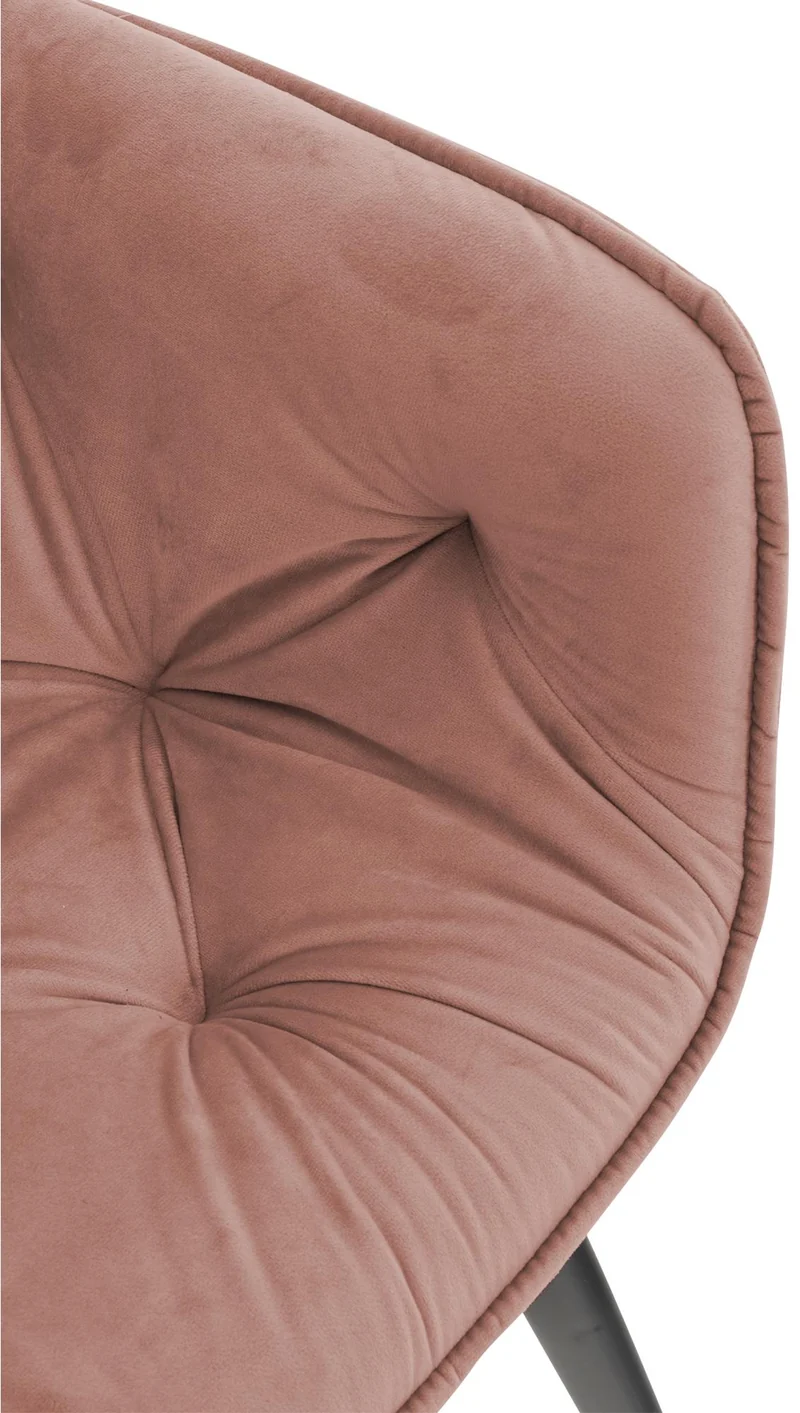 Lot de 2 chaises de salle à manger coutures décoratives en velours rose et pieds en métal noir 10_0007628