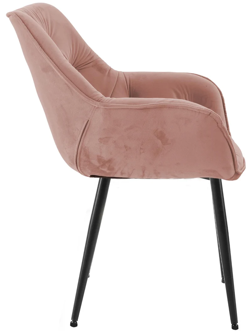 Lot de 2 chaises de salle à manger coutures décoratives en velours rose et pieds en métal noir 10_0007628