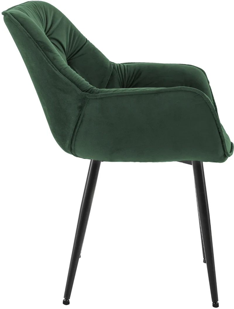 Lot de 4 chaises de salle à manger coutures décoratives en velours vert et pieds en métal noir 10_0007575