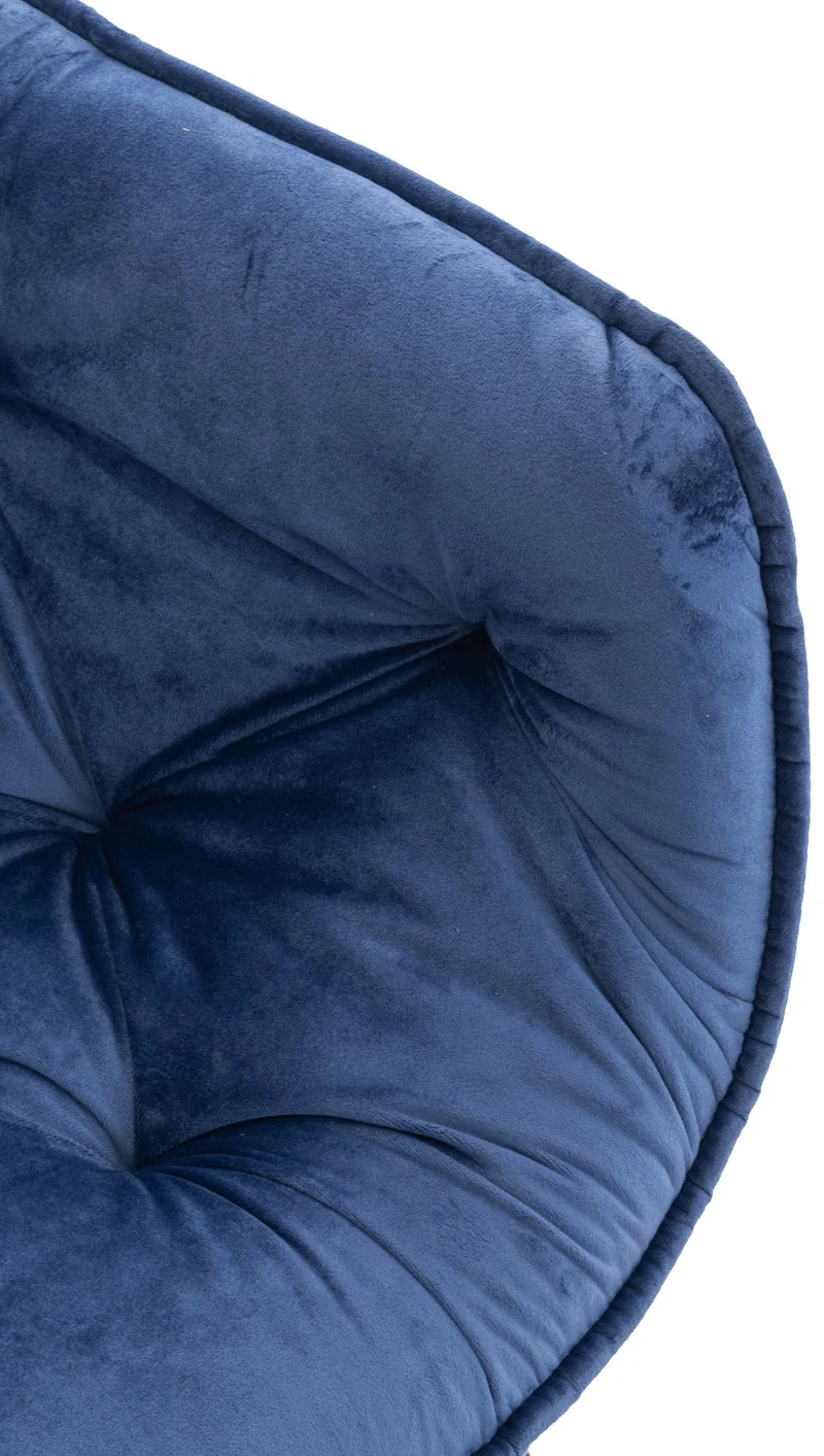 Lot de 4 chaises de salle à manger coutures décoratives en velours bleu et pieds en métal noir 10_0007568