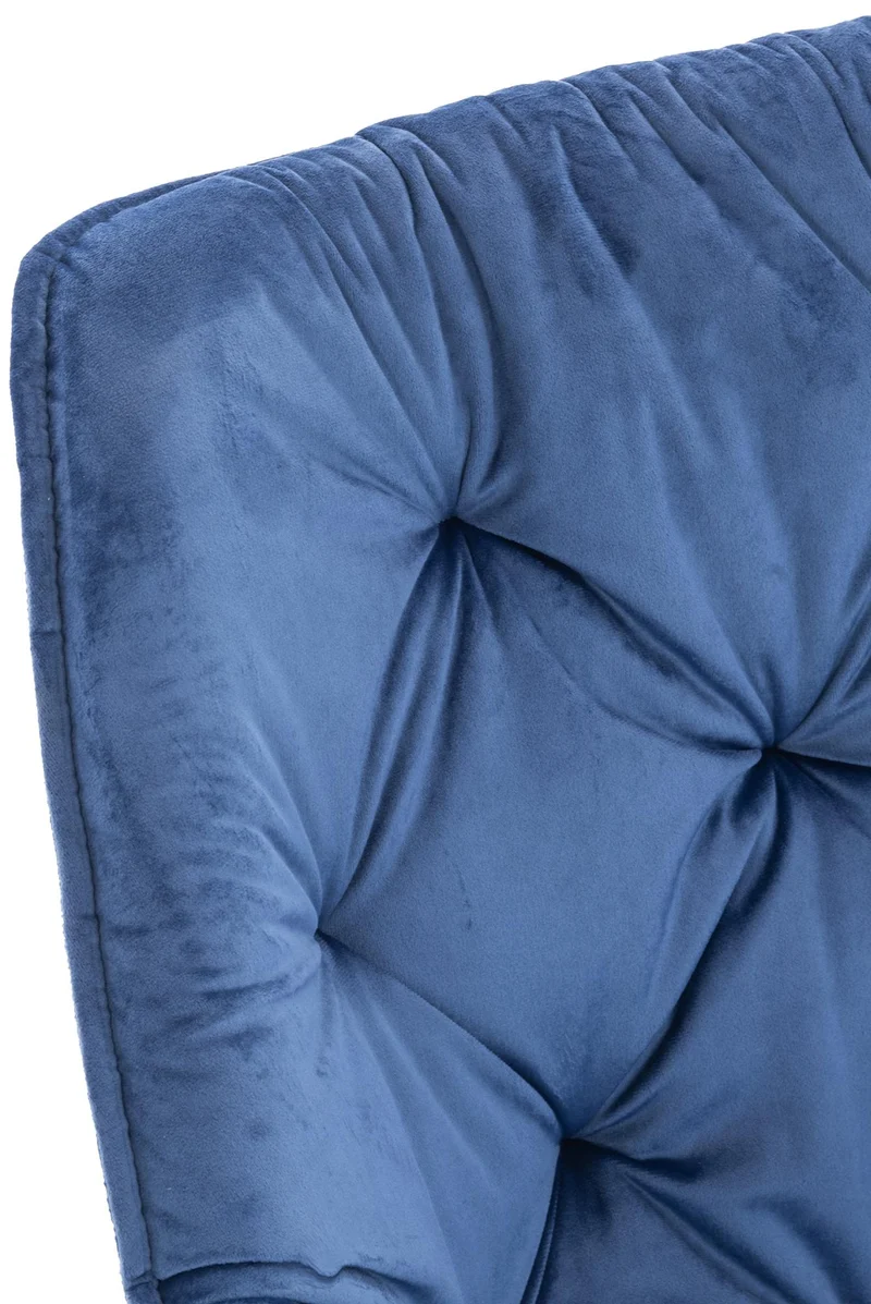 Lot de 4 chaises de salle à manger coutures décoratives en velours bleu et pieds en métal noir 10_0007568
