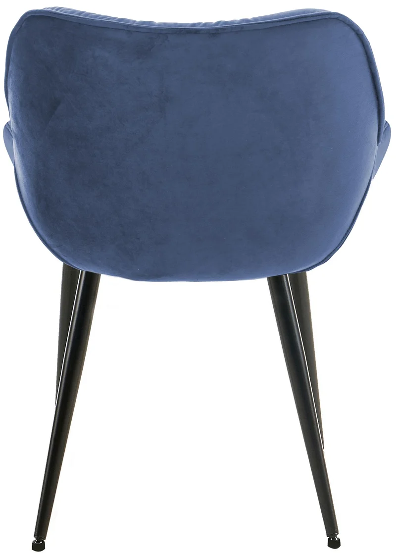 Lot de 4 chaises de salle à manger coutures décoratives en velours bleu et pieds en métal noir 10_0007568