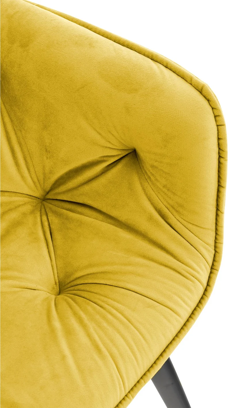 Lot de 2 chaises de salle à manger coutures décoratives en velours jaune et pieds en métal noir 10_0007559
