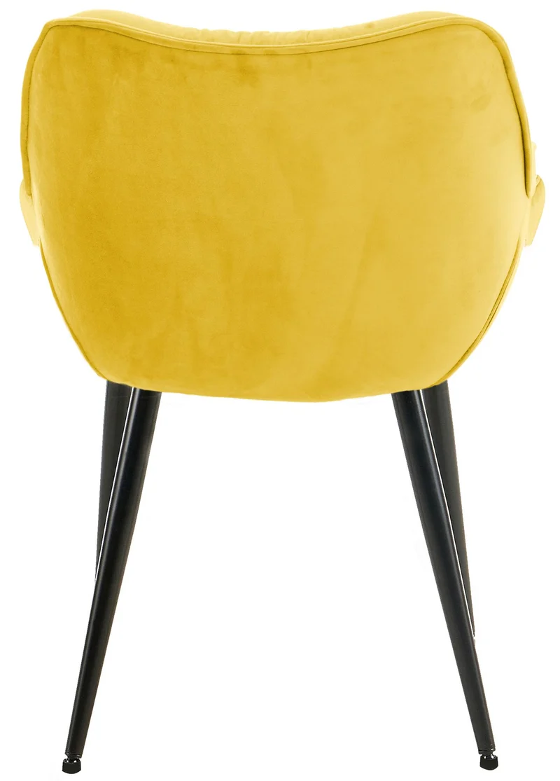 Lot de 2 chaises de salle à manger coutures décoratives en velours jaune et pieds en métal noir 10_0007559