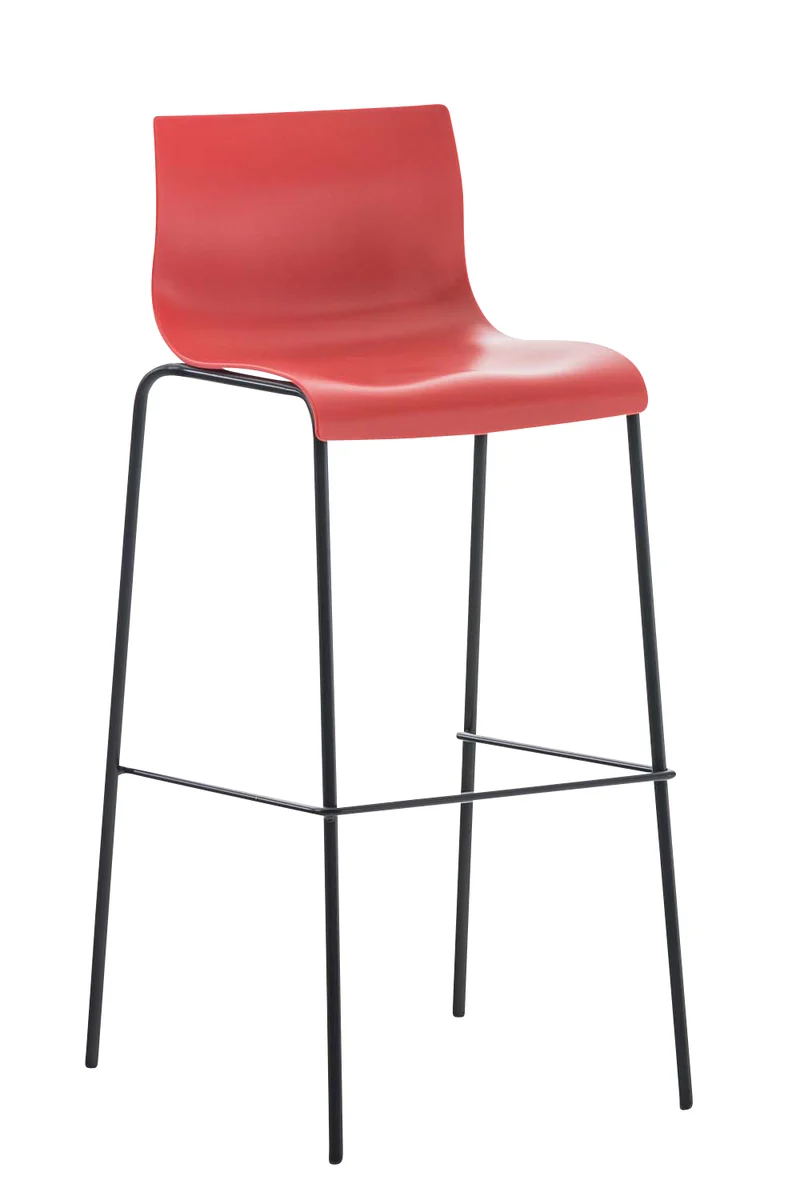Tabourets de bar x2 en plastique rouge cadre métallique noir doré à quatre pieds style chic et moderne 10_0006195