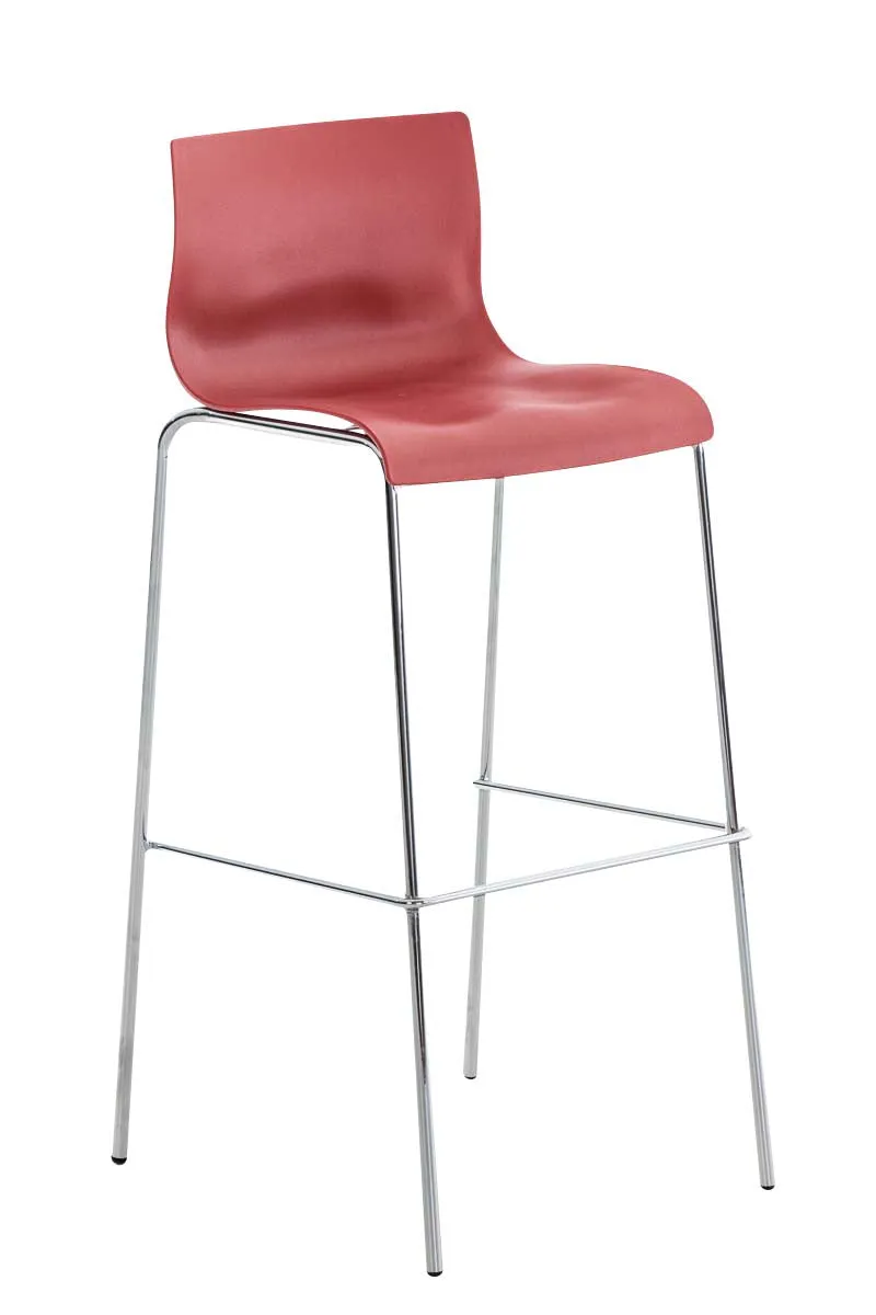 Tabourets de bar x2 en plastique rouge cadre métallique doré à quatre pieds style chic et moderne 10_0006194