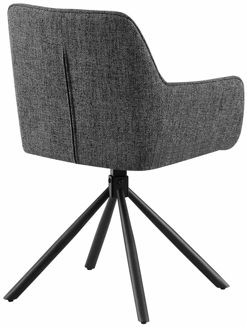 Chaise pivotante style moderne et contemporain en tissu gris foncé piètement à quatre pieds métal noir 10_0007280