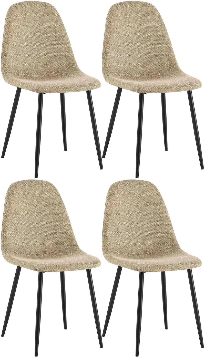 Lot de 4 chaises de salle à manger design simple avec pieds en métal noir assise en tissu taupe 10_0007540