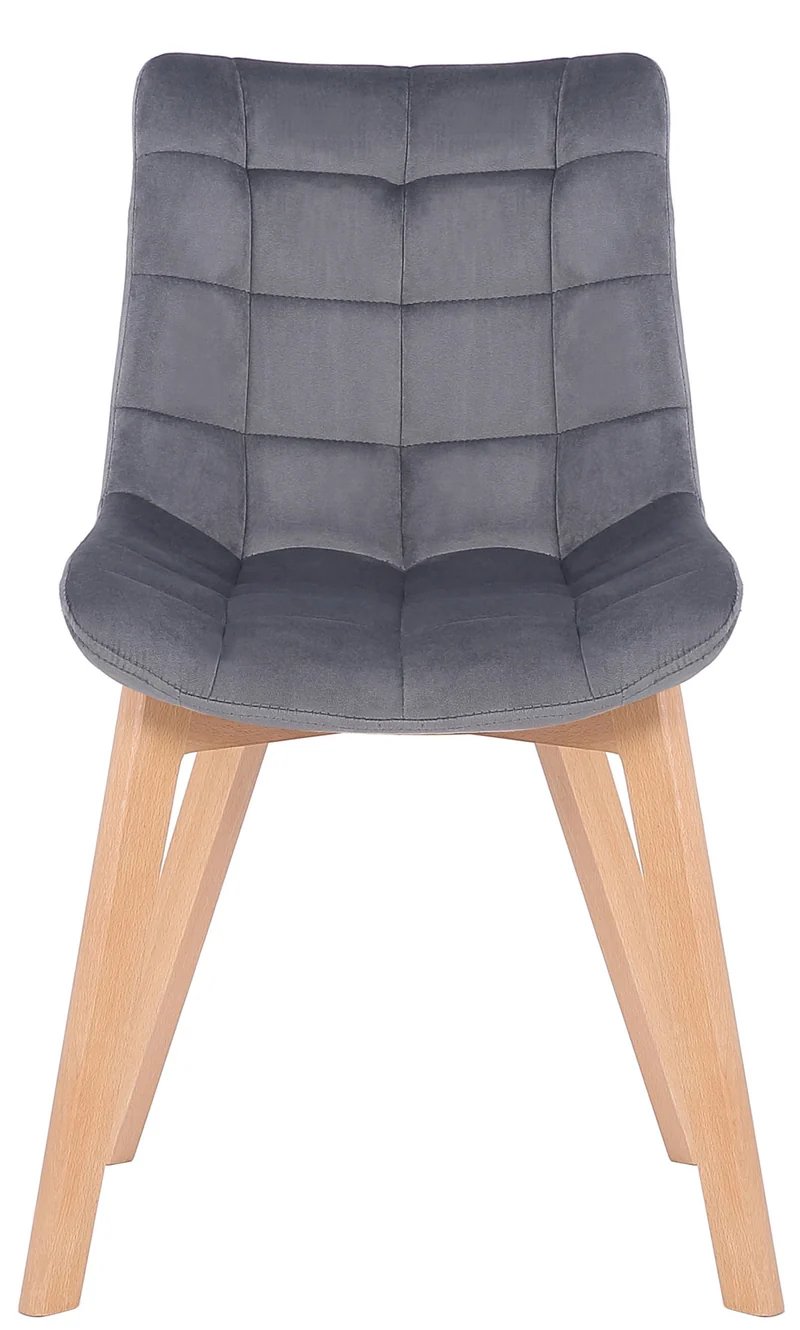 Lot de 2 chaises de salle à manger rembourrage généreux en velours gris piètement en bois 10_0007420
