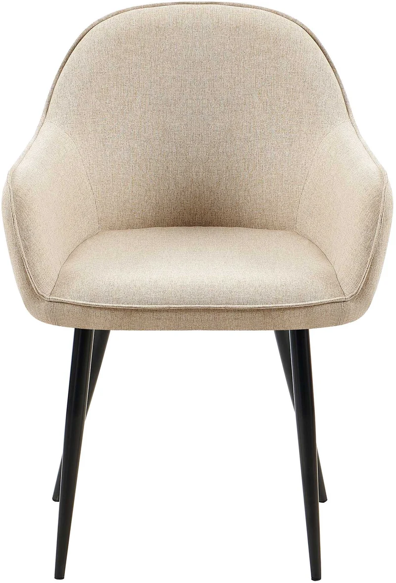 Lot de 2 chaises de salle à manger moderne et confortable en tissu taupe et pieds en métal noir 10_0007409