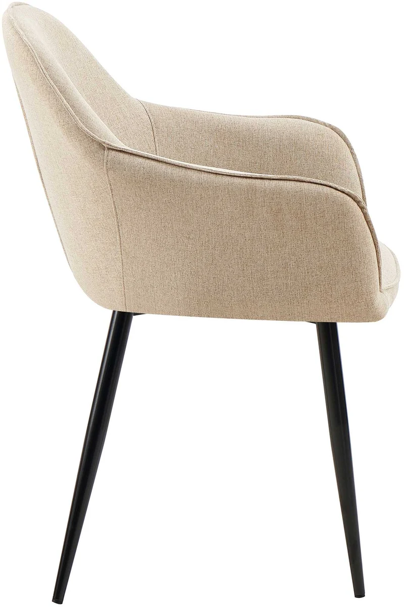 Lot de 2 chaises de salle à manger moderne et confortable en tissu taupe et pieds en métal noir 10_0007409
