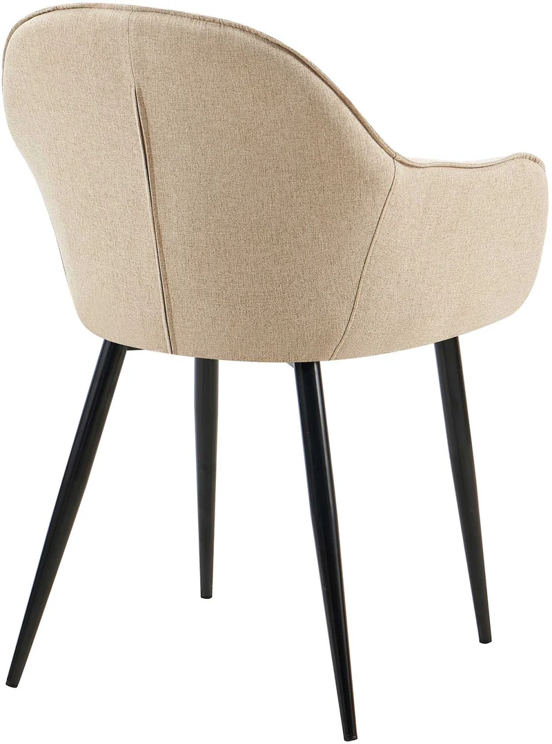 Lot de 2 chaises de salle à manger moderne et confortable en tissu taupe et pieds en métal noir 10_0007409