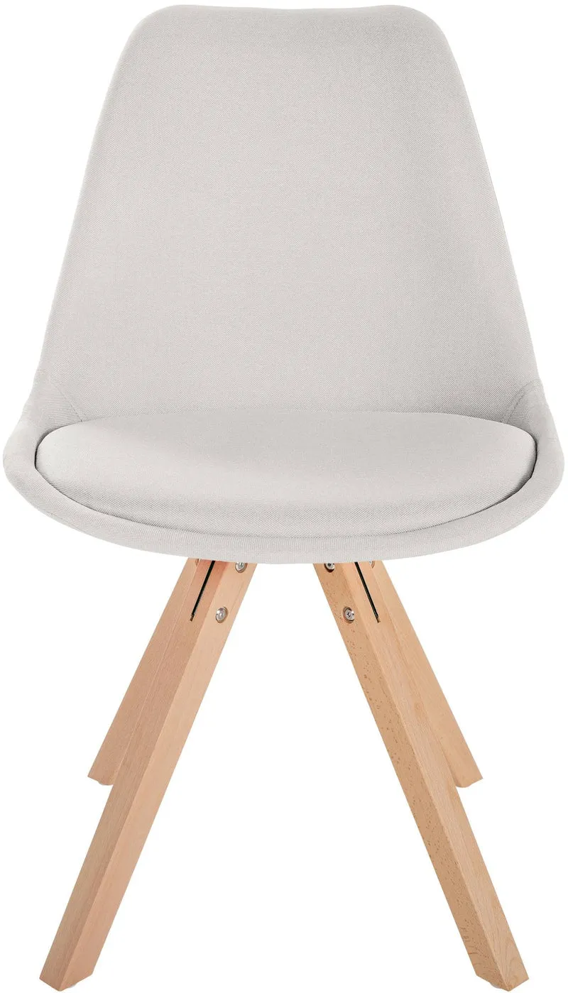 Chaise de salle à manger x1 style scandinave en tissu crème pieds en bois clair 10_0007439