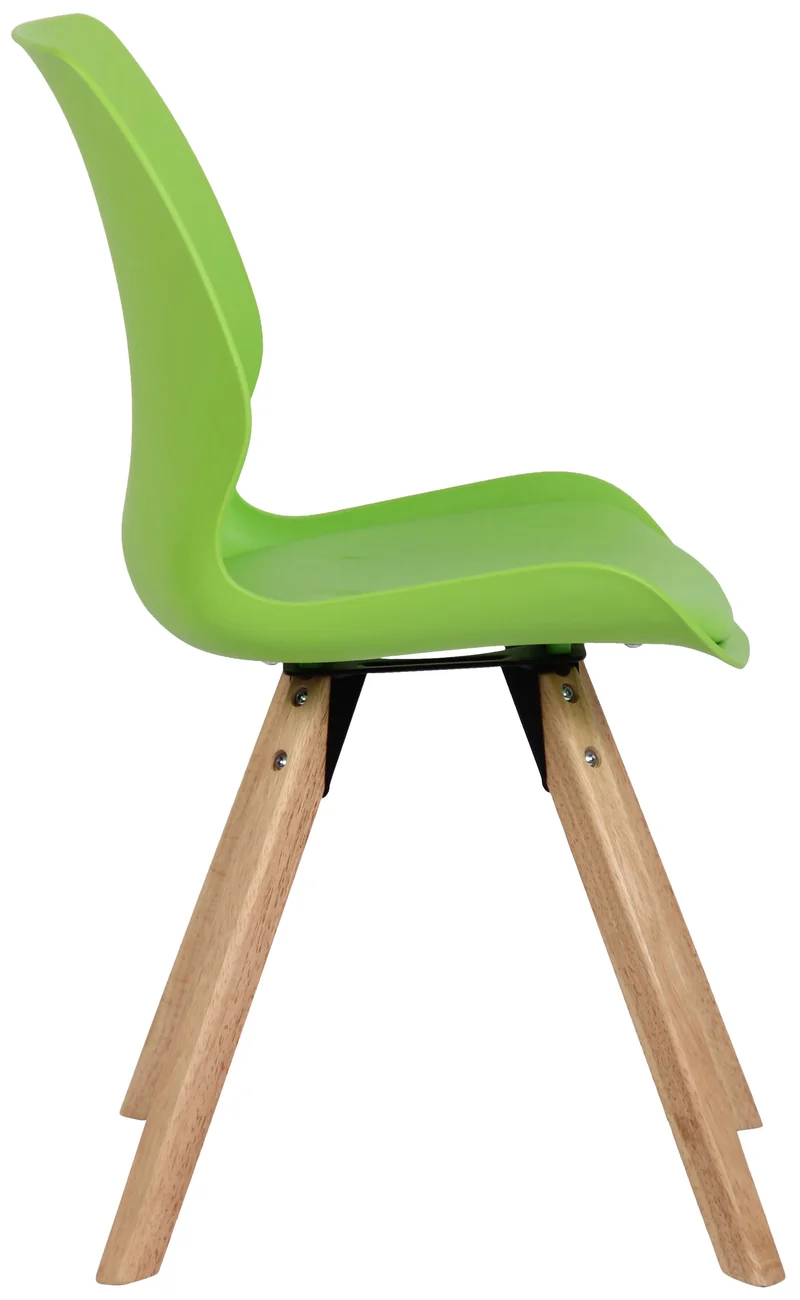 Chaise de salle à manger x1 design scandinave en plastique et PVC vert et pieds en bois carrés clair 10_0007633