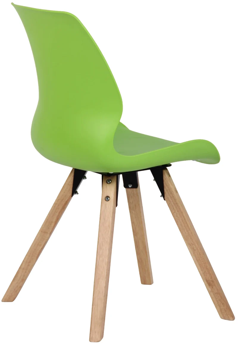 Chaise de salle à manger x1 design scandinave en plastique et PVC vert et pieds en bois carrés clair 10_0007633