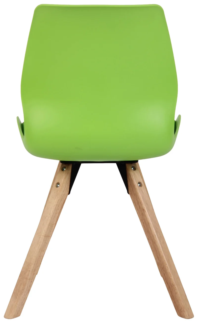 Chaise de salle à manger x1 design scandinave en plastique et PVC vert et pieds en bois carrés clair 10_0007633