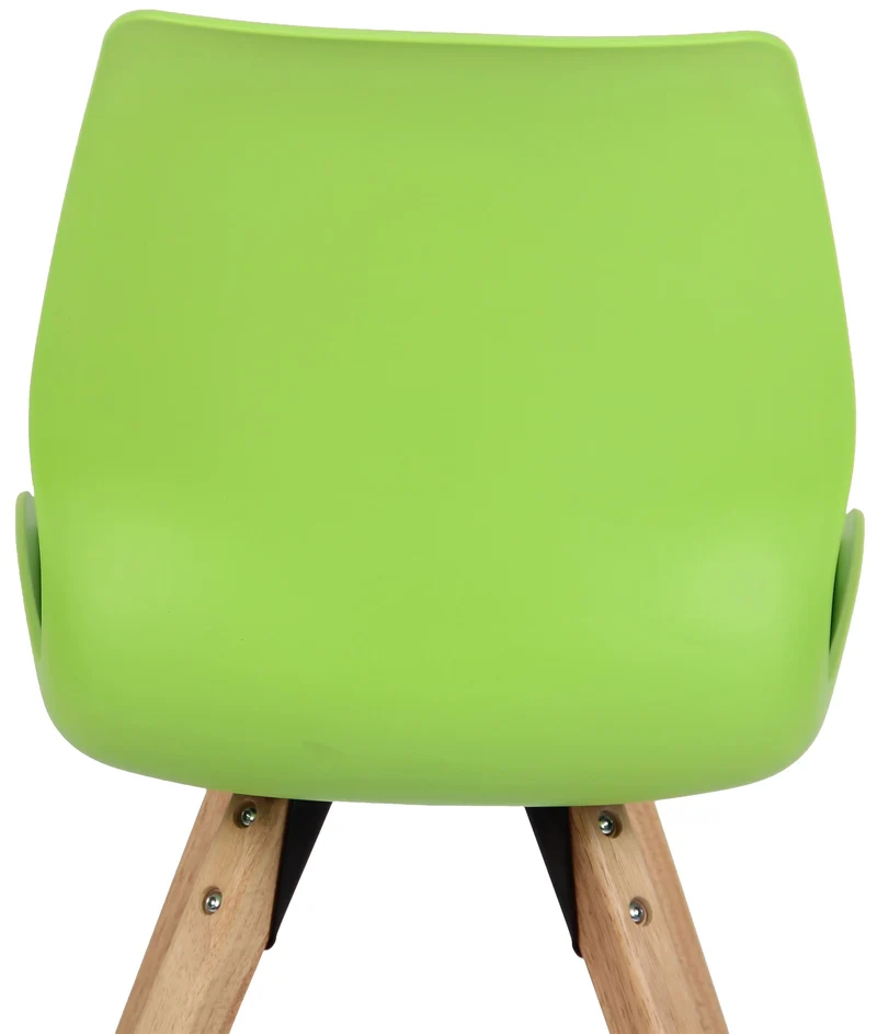 Chaise de salle à manger x1 design scandinave en plastique et PVC vert et pieds en bois carrés clair 10_0007633