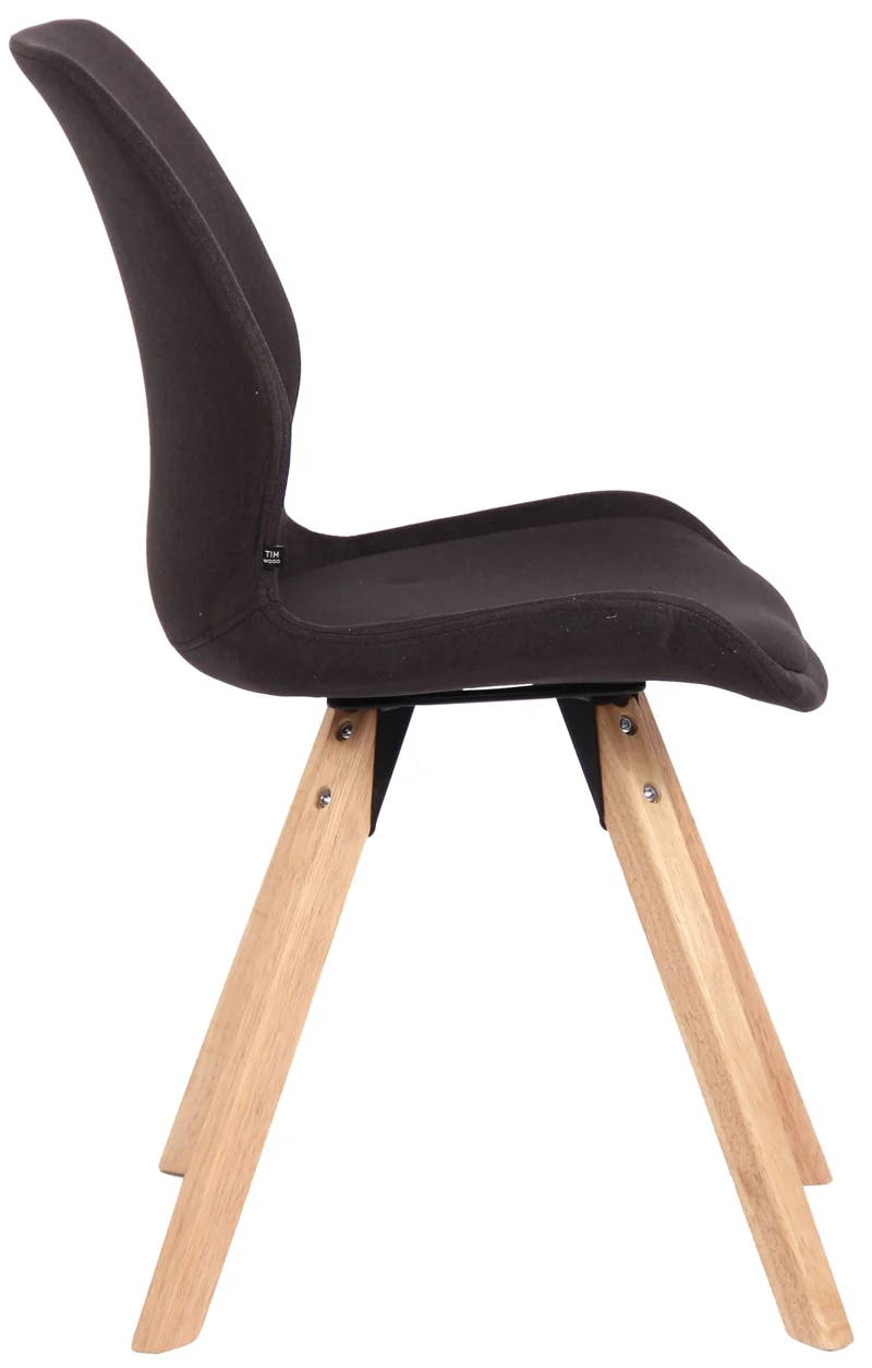 Chaise de salle à manger x1 design scandinave en tissu noir et pieds en bois carrés clair 10_0007505
