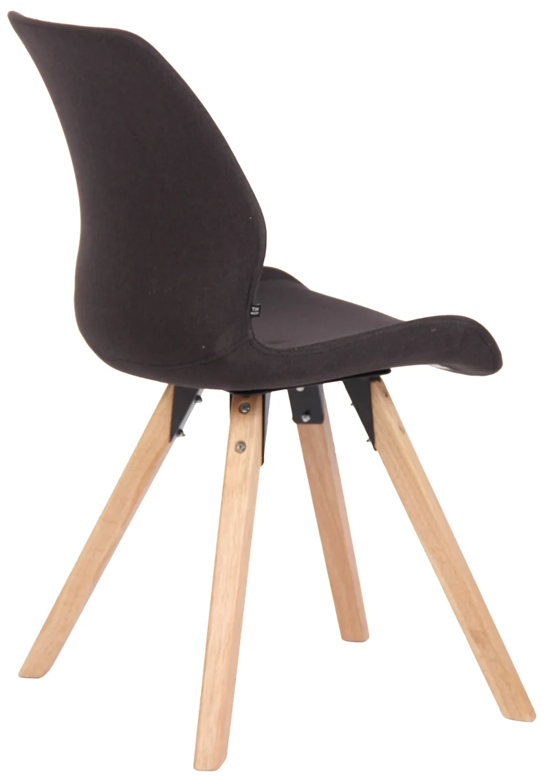 Chaise de salle à manger x1 design scandinave en tissu noir et pieds en bois carrés clair 10_0007505