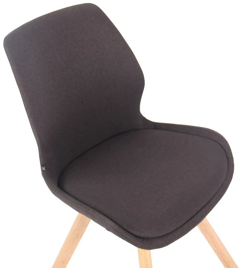 Chaise de salle à manger x1 design scandinave en tissu noir et pieds en bois carrés clair 10_0007505