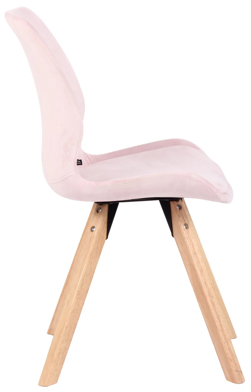 Chaise de salle à manger x1 design scandinave en velours rose et pieds en bois carrés clair 10_0007438
