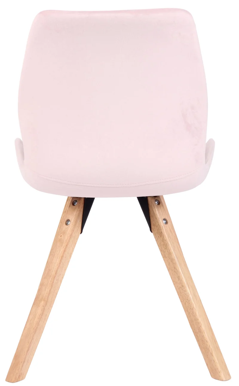 Chaise de salle à manger x1 design scandinave en velours rose et pieds en bois carrés clair 10_0007438