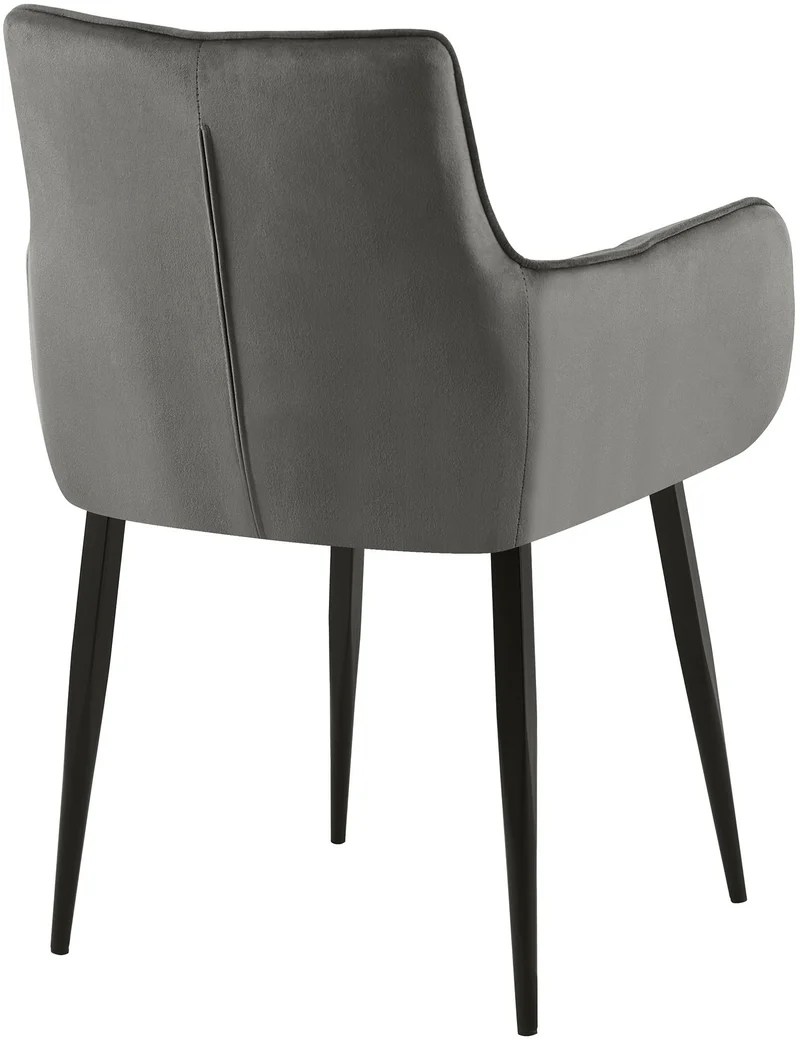 Chaise design rembourrée en velours anthracite design enveloppant pieds métal noir 10_0007552