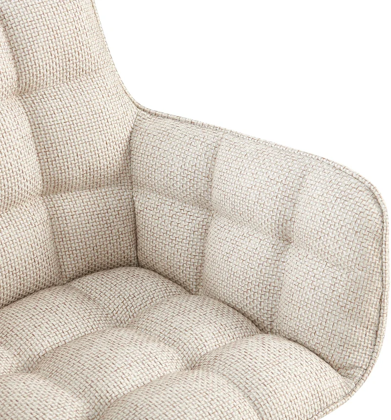 Chaise design rembourrée en tissu crème design enveloppant pieds métal noir 10_0007489