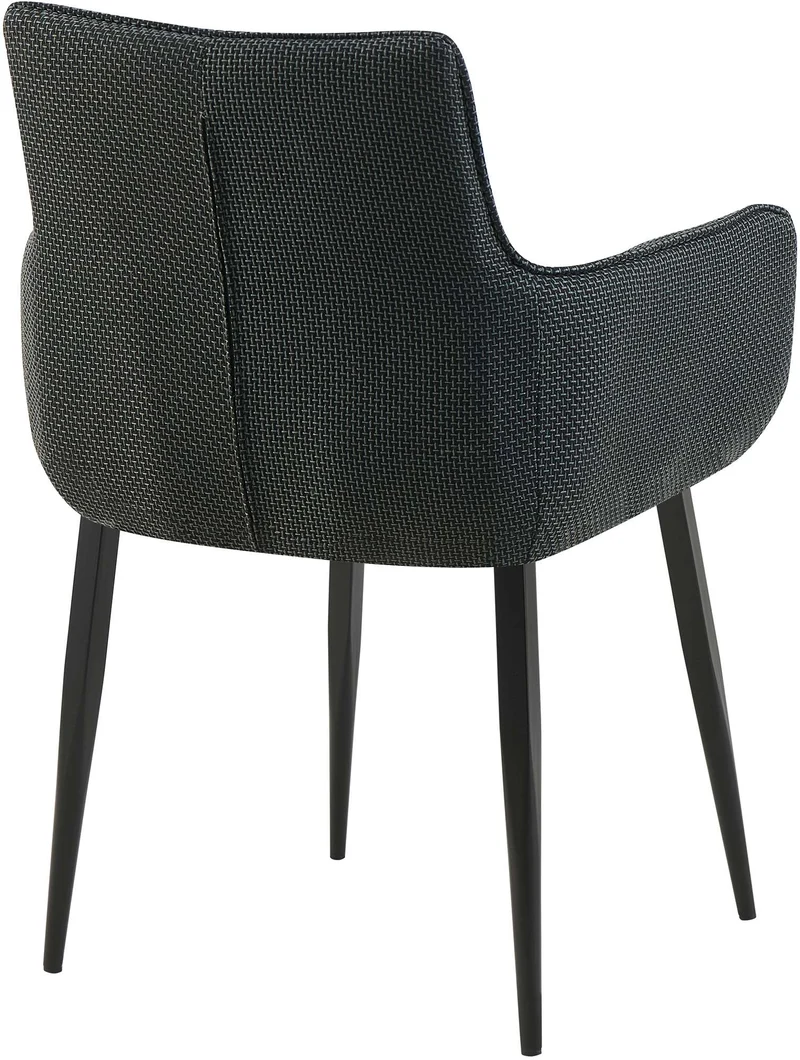 Chaise design rembourrée en tissu gris foncé design enveloppant pieds métal noir 10_0007481