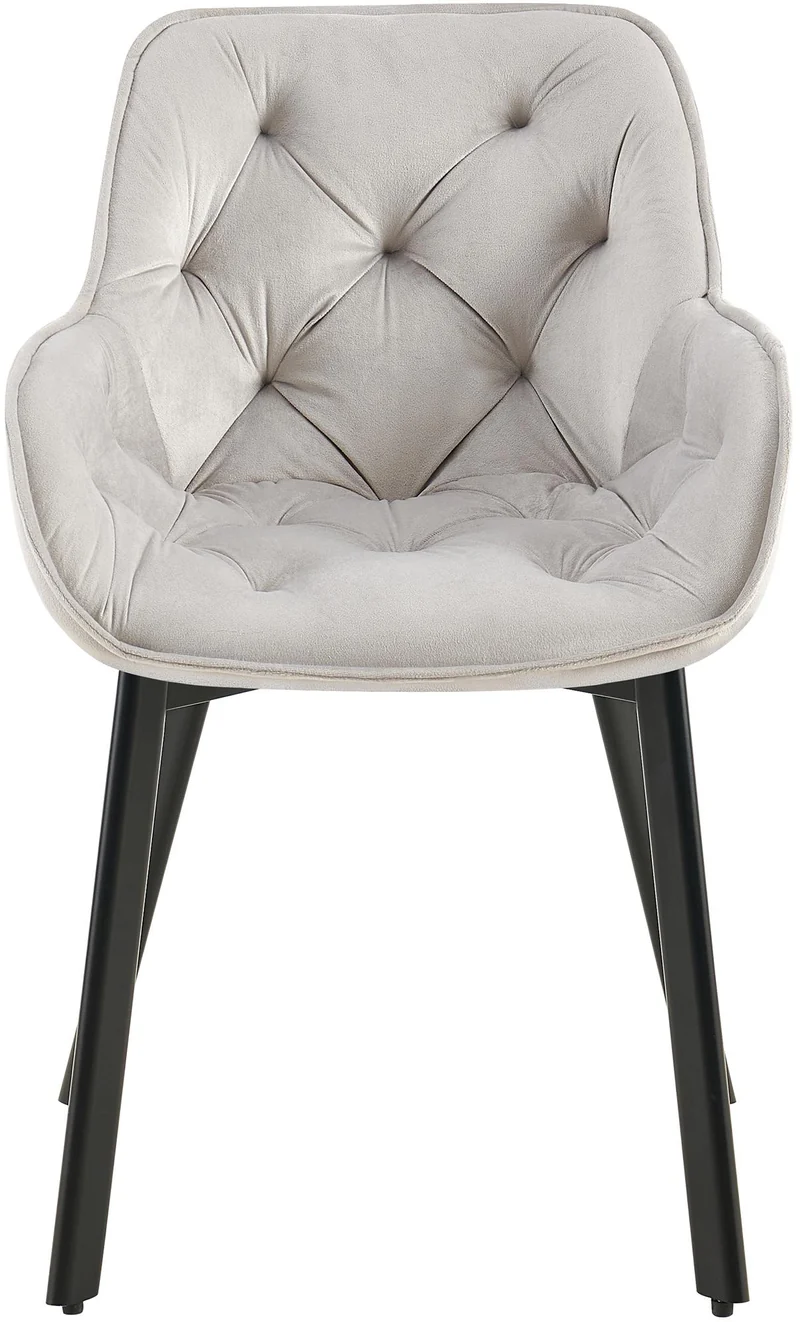 Lot de 2 chaises de salle à manger assise pivotante en velours gris clair motif matelassé cadre métal 10_0007620