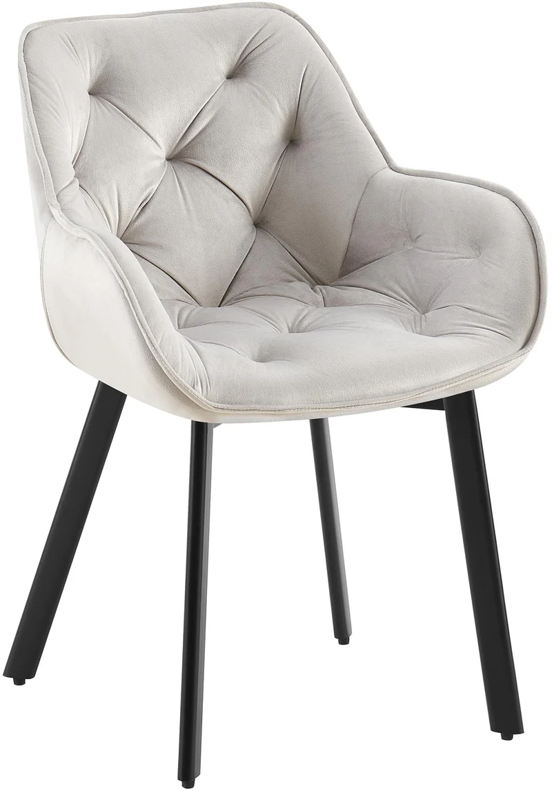 Lot de 2 chaises de salle à manger assise pivotante en velours gris clair motif matelassé cadre métal 10_0007620