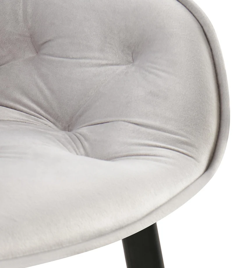 Lot de 2 chaises de salle à manger assise pivotante en velours gris clair motif matelassé cadre métal 10_0007620