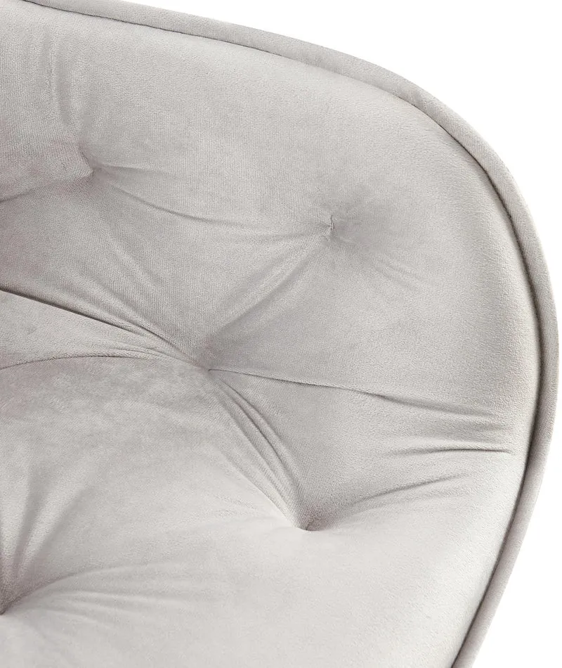 Lot de 2 chaises de salle à manger assise pivotante en velours gris clair motif matelassé cadre métal 10_0007620