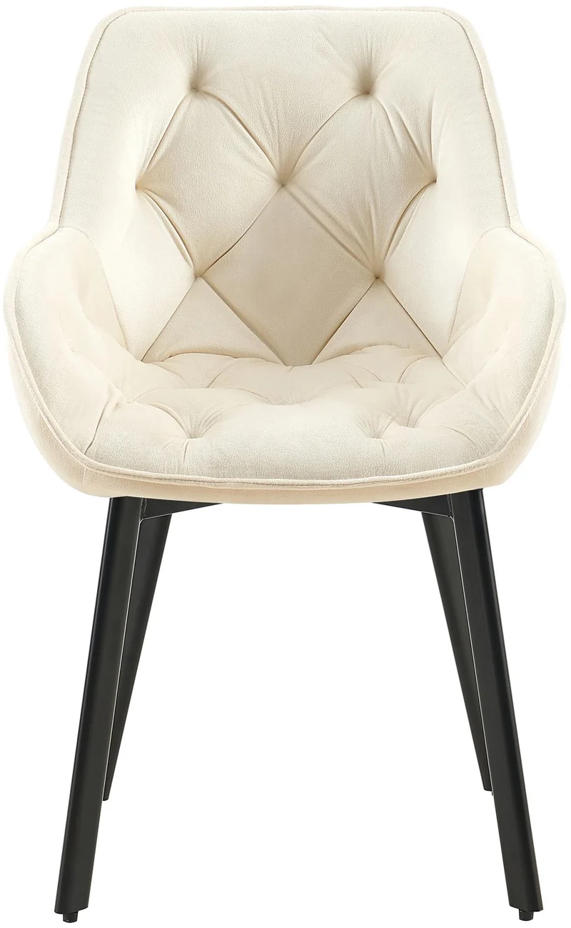 Lot de 2 chaises de salle à manger assise pivotante en velours crème motif matelassé cadre métal 10_0007551