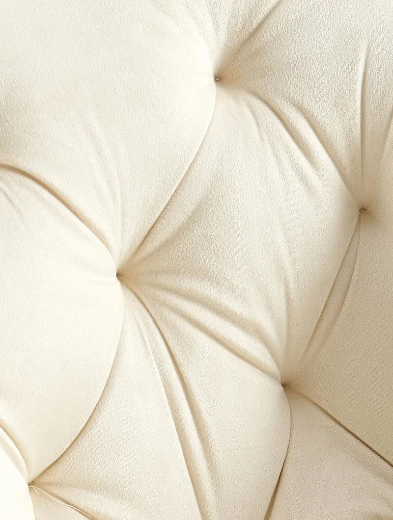 Lot de 2 chaises de salle à manger assise pivotante en velours crème motif matelassé cadre métal 10_0007551