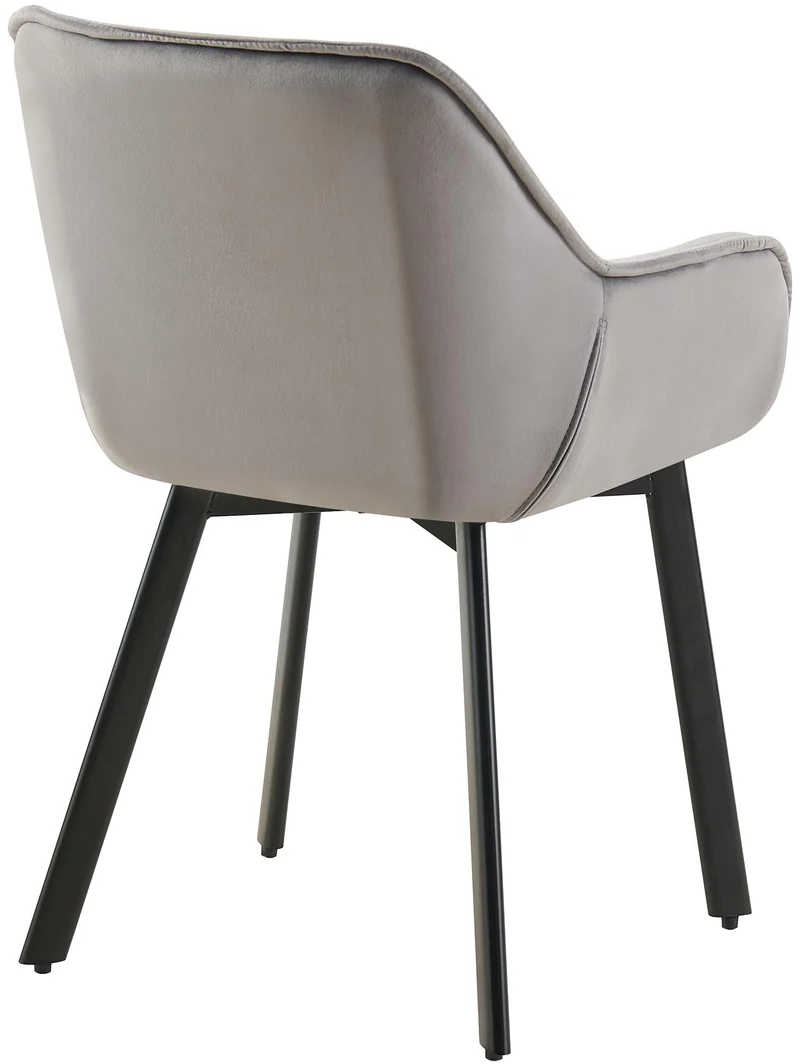 Chaise de salle à manger x1 assise pivotante en velours gris foncé motif matelassé cadre métal 10_0007398