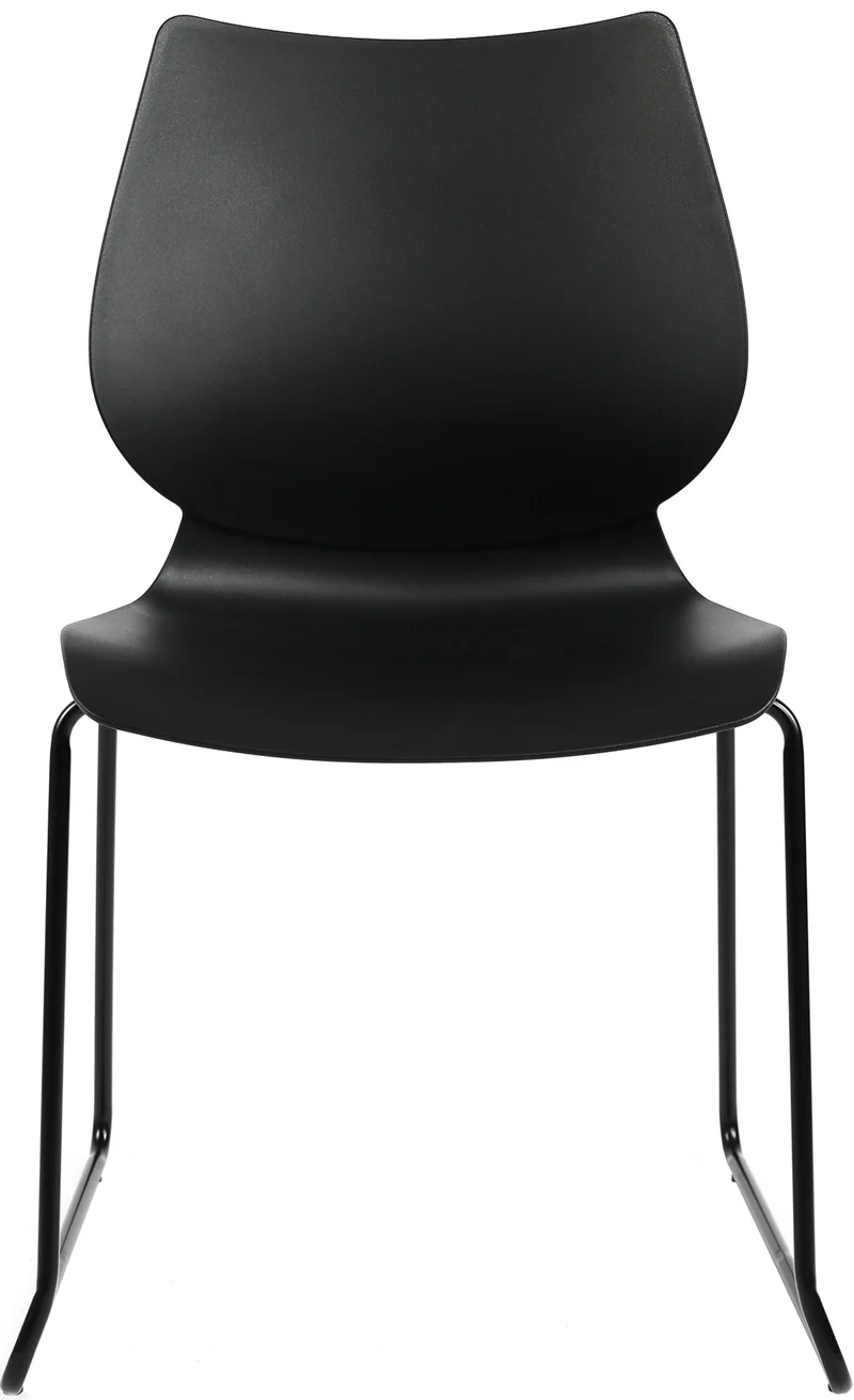 Lot de 2 chaises visiteur conférence bureau salle à manger empilable en plastique noir et métal noir 10_0007330