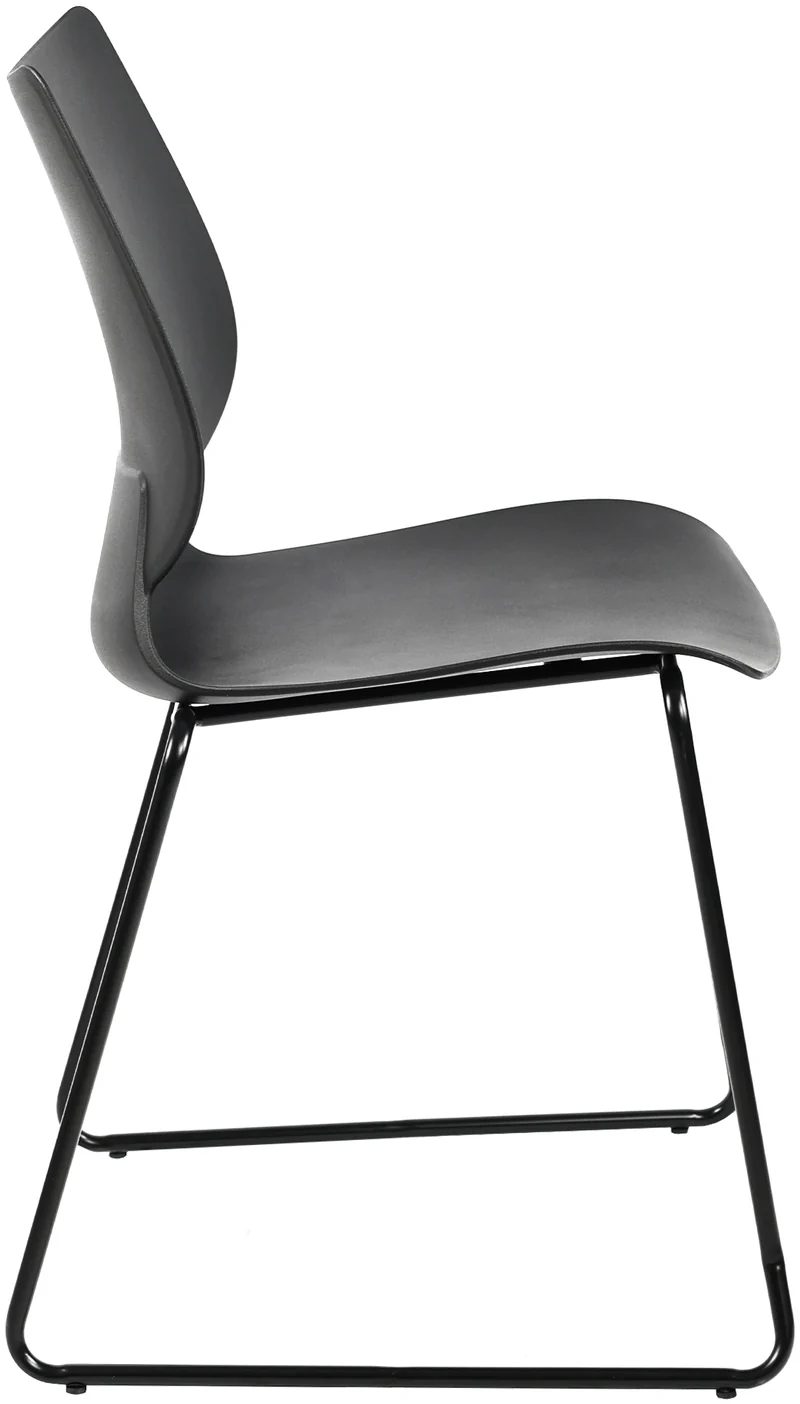 Lot de 2 chaises visiteur conférence bureau salle à manger empilable en plastique noir et métal noir 10_0007330