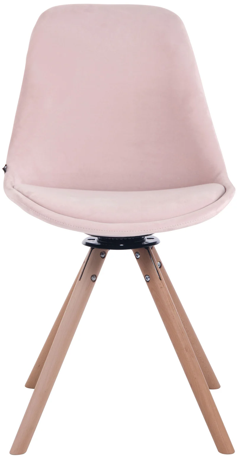 Chaise de salle à manger x1 chaise visiteur assise pivotant à 360° en velours rose piètement en bois rond clair 10_0007476