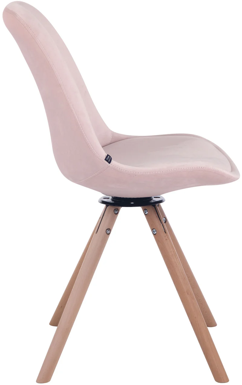 Chaise de salle à manger x1 chaise visiteur assise pivotant à 360° en velours rose piètement en bois rond clair 10_0007476