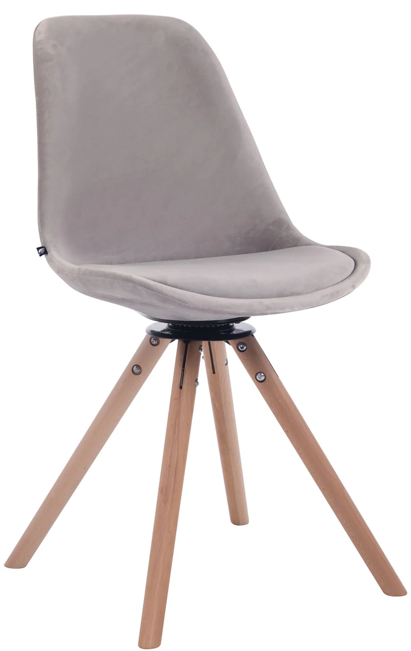 Chaise de salle à manger x1 chaise visiteur assise pivotant à 360° en velours gris piètement en bois rond clair 10_0007263