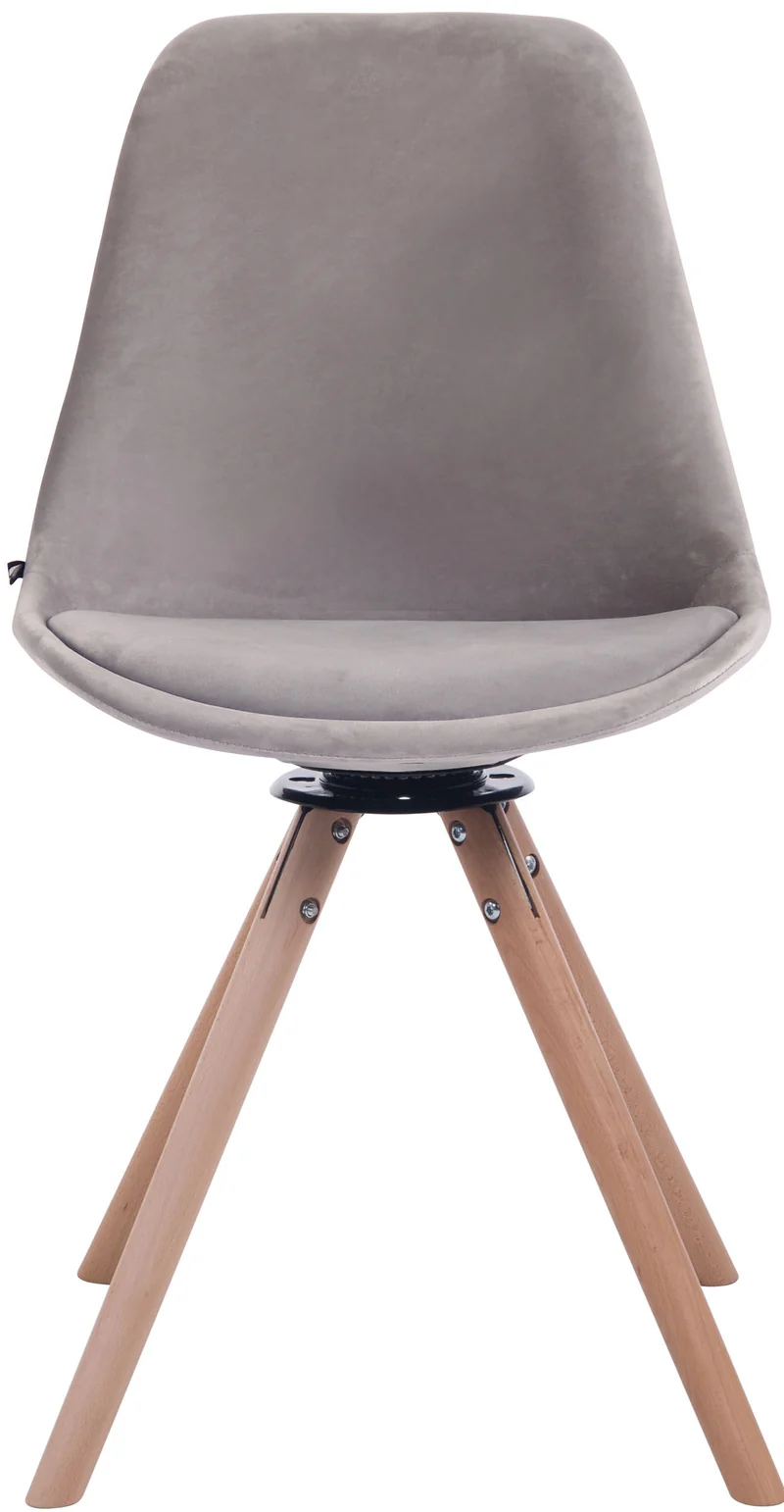 Chaise de salle à manger x1 chaise visiteur assise pivotant à 360° en velours gris piètement en bois rond clair 10_0007263