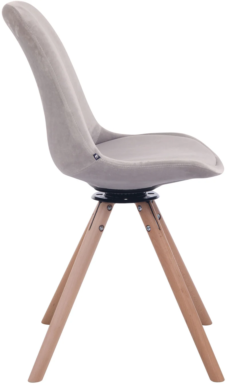 Chaise de salle à manger x1 chaise visiteur assise pivotant à 360° en velours gris piètement en bois rond clair 10_0007263