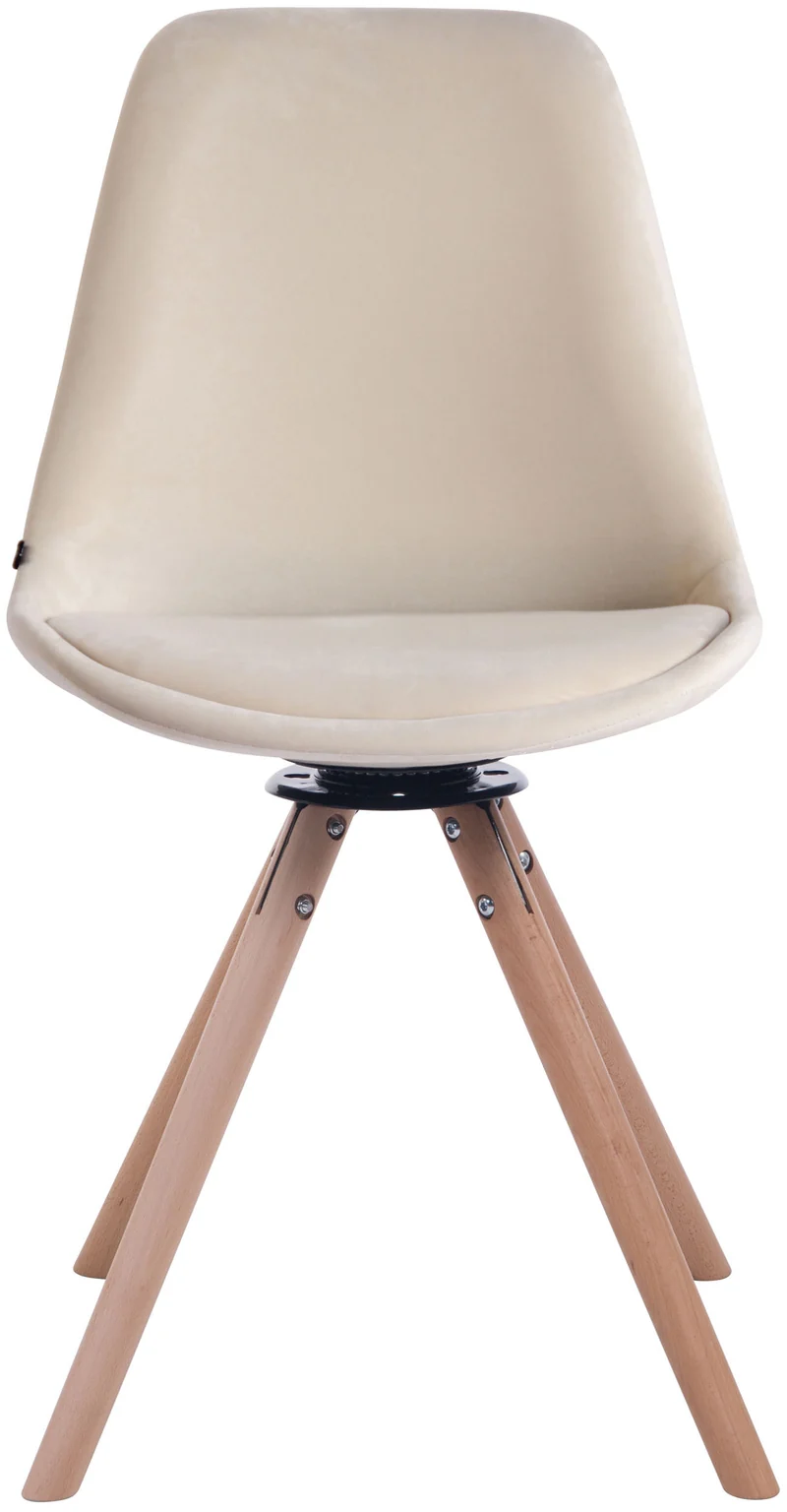 Chaise de salle à manger x1 chaise visiteur assise pivotant à 360° en velours crème piètement en bois rond clair 10_0007262