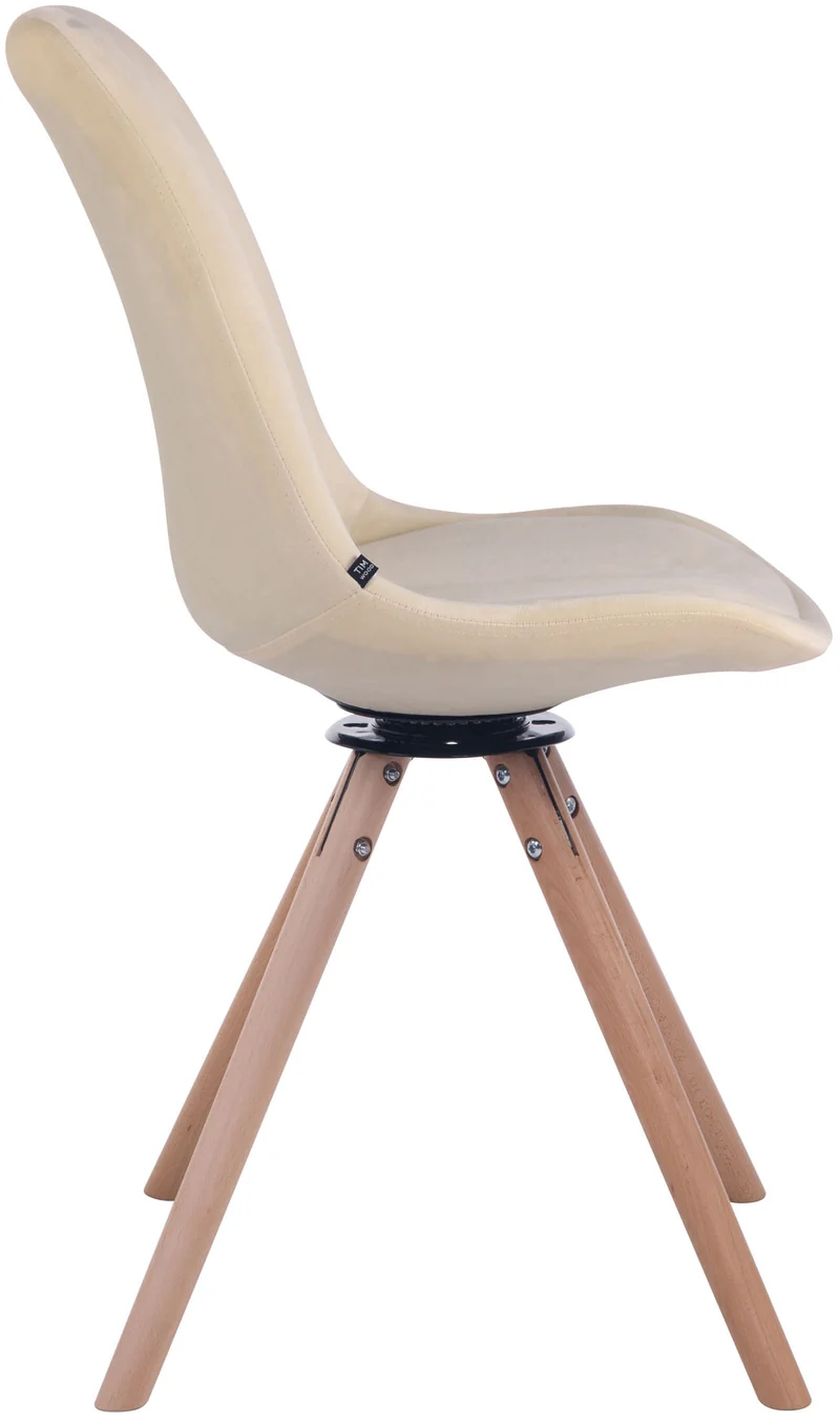 Chaise de salle à manger x1 chaise visiteur assise pivotant à 360° en velours crème piètement en bois rond clair 10_0007262