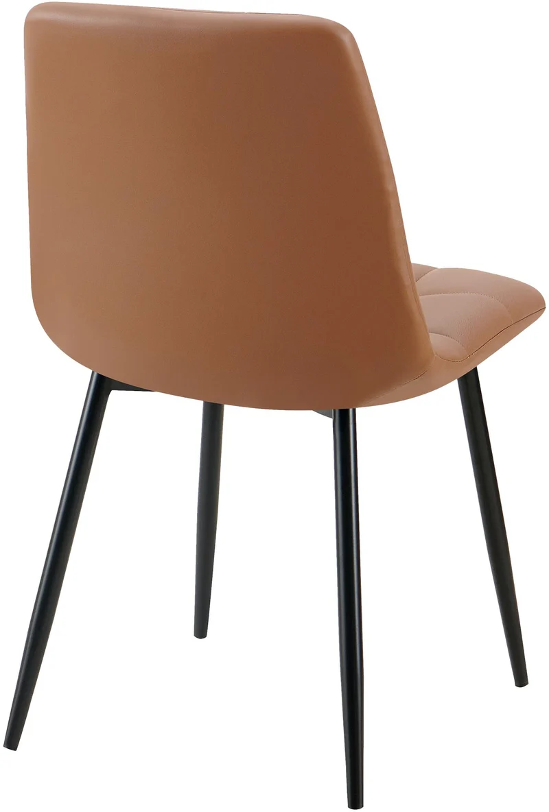 Chaise de salle à manger x1 avec coutures décoratives carrées en similicuir marron cadre métal 10_0007137