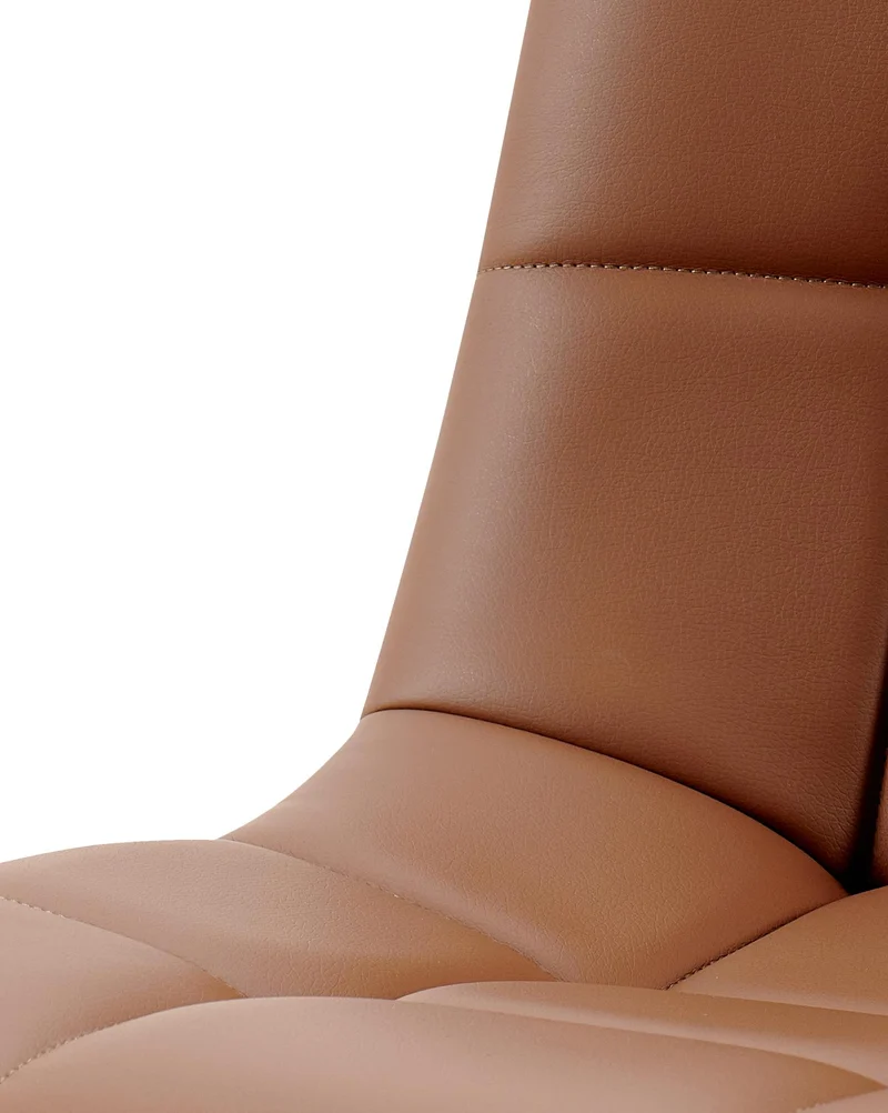Chaise de salle à manger x1 avec coutures décoratives carrées en similicuir marron cadre métal 10_0007137